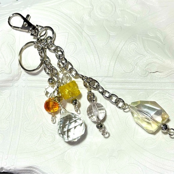 Glass Beaded Tassel Handbag Purse Accessory Dangle Charm Key Chain Handmade - Picture 15 of 16